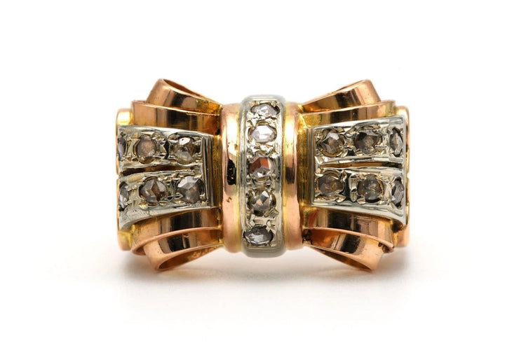 53 Art Déco - Bague en or jaune 18 carats et diamants 58 Facettes 23520