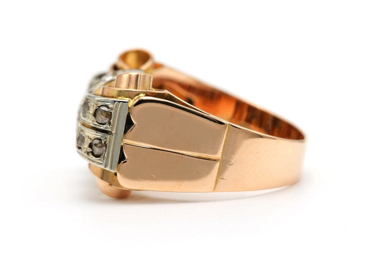53 Art Déco - Bague en or jaune 18 carats et diamants 58 Facettes 23520