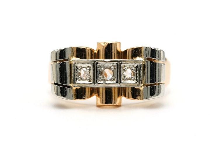 56 Art déco - Bague en or jaune et blanc 18 carats et diamants 58 Facettes 22767