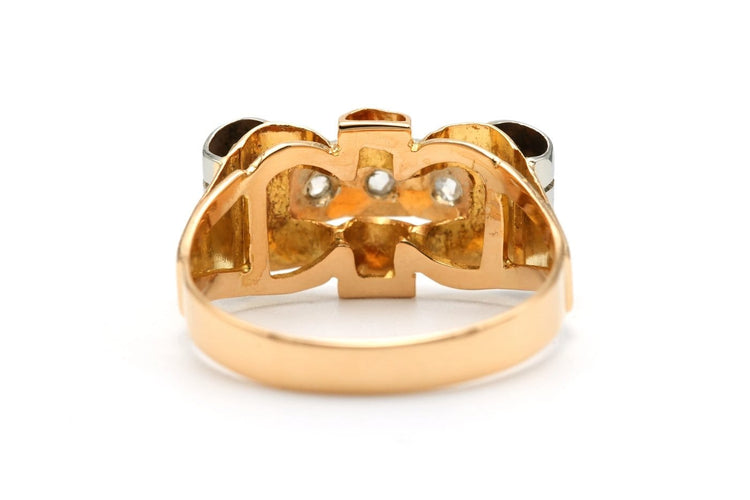 56 Art déco - Bague en or jaune et blanc 18 carats et diamants 58 Facettes 22767