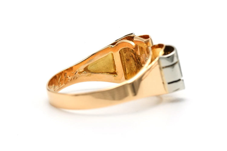 56 Art déco - Bague en or jaune et blanc 18 carats et diamants 58 Facettes 22767