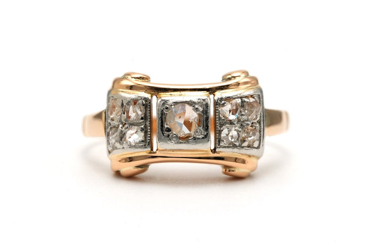 55 Art déco - Bague en or jaune 18 carats et diamants 58 Facettes B819