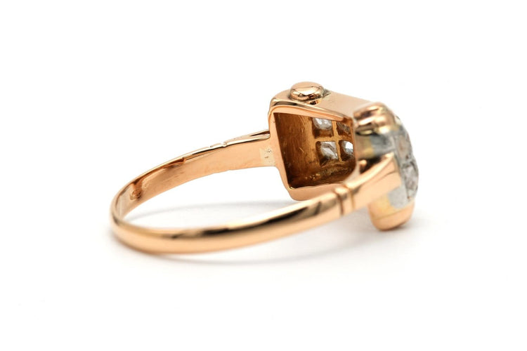 55 Art déco - Bague en or jaune 18 carats et diamants 58 Facettes B819