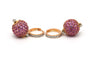 Boucles d'oreilles contemporaines en or rose, saphirs roses et diamants 58 Facettes 23540