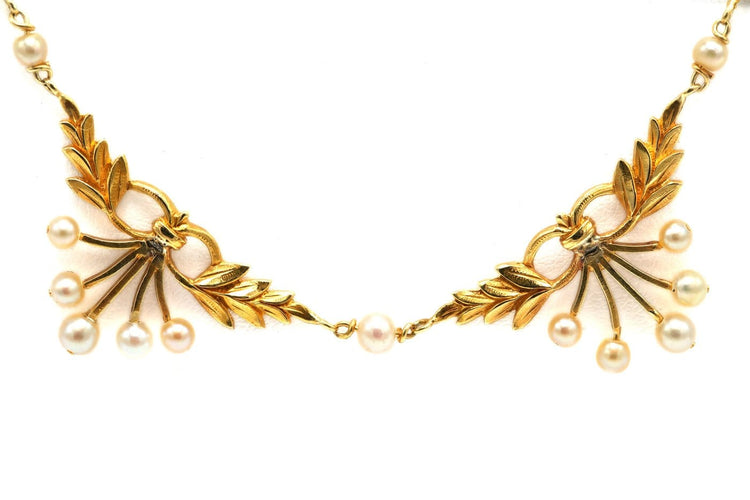 Art Déco - Collier en or jaune 18 carats et perles 58 Facettes 23549