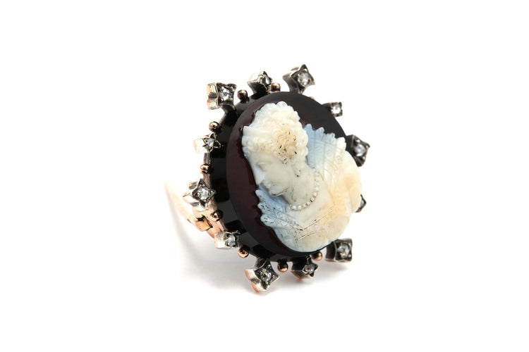 Art Nouveau - Broche en or blanc, agate et diamants 58 Facettes B837