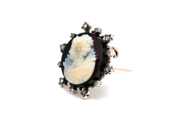 Art Nouveau - Broche en or blanc, agate et diamants 58 Facettes B837