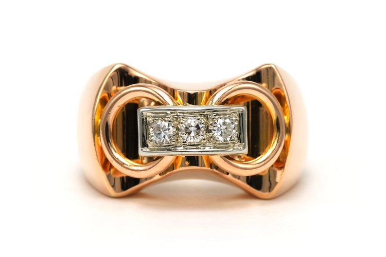 56 Art déco - Bague en or jaune 18 carats et diamants 58 Facettes 23799