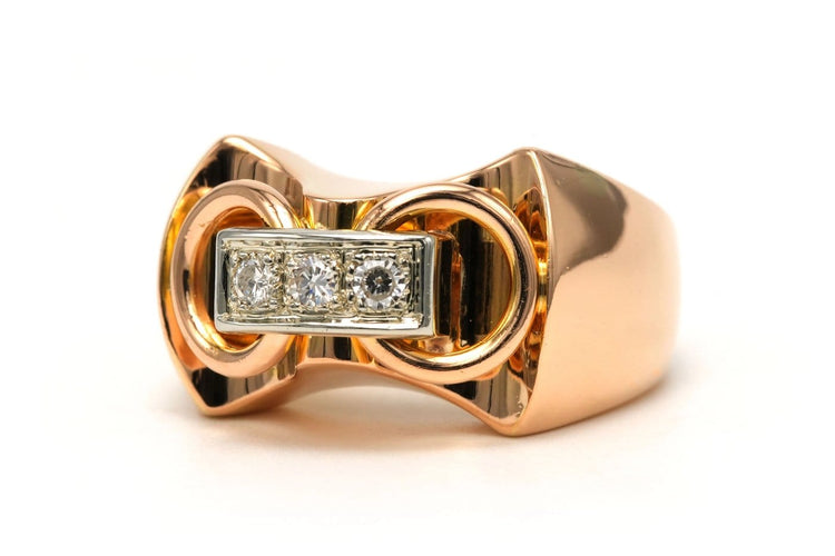 56 Art déco - Bague en or jaune 18 carats et diamants 58 Facettes 23799