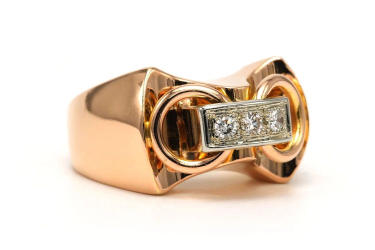 56 Art déco - Bague en or jaune 18 carats et diamants 58 Facettes 23799
