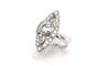 52 Années 70 - Bague marquise en or blanc et diamants 58 Facettes 23796