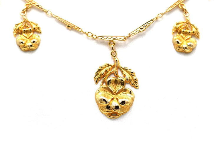 Art Nouveau - Collier en or jaune 18 carats et perles 58 Facettes 23794