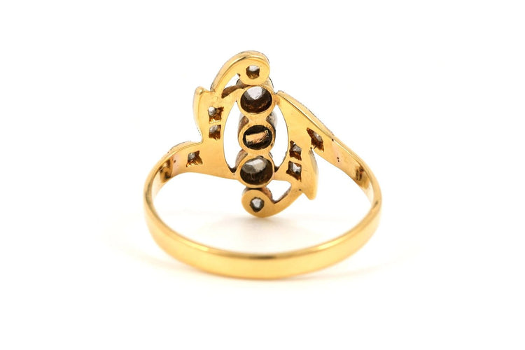 54 Art Nouveau - Bague en or jaune avec perle et diamants 58 Facettes B883