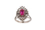 52 Art Déco - Bague en or blanc, rubis et diamants taille rose 58 Facettes 23846