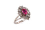 52 Art Déco - Bague en or blanc, rubis et diamants taille rose 58 Facettes 23846