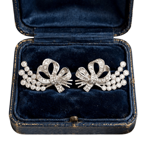 Boucles d'oreilles en platine avec diamants 58 Facettes 225/26 G