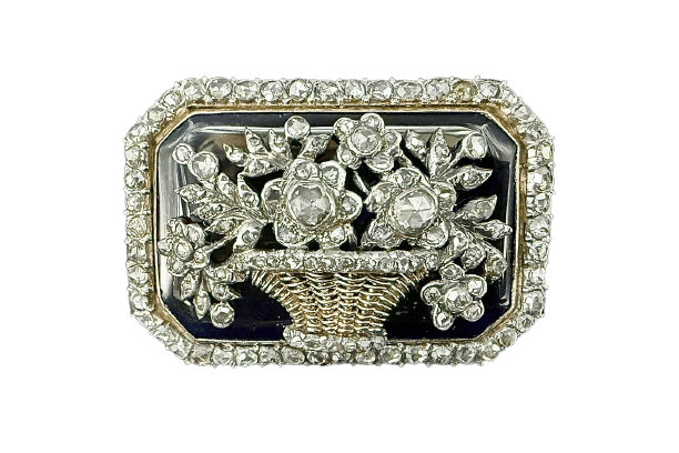 Napoléon III - Broche en or jaune, argent, émail et diamants 58 Facettes Broche 3