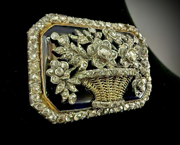 Napoléon III - Broche en or jaune, argent, émail et diamants 58 Facettes Broche 3