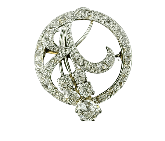 Broche en or blanc et jaune 18 carats et diamants 58 Facettes Broche 4