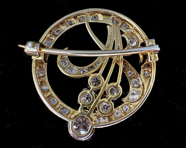 Broche en or blanc et jaune 18 carats et diamants 58 Facettes Broche 4