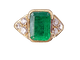 Bague en or jaune 18 carats, émeraude et diamants