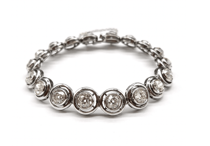 Bracelet ancien en or 18K, argent et diamants env. 9 ct 58 Facettes BOV/260053