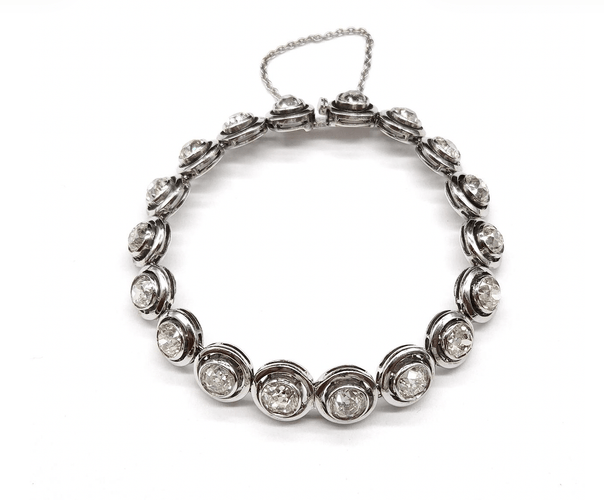 Bracelet ancien en or 18K, argent et diamants env. 9 ct 58 Facettes BOV/260053