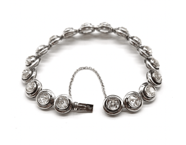 Bracelet ancien en or 18K, argent et diamants env. 9 ct 58 Facettes BOV/260053