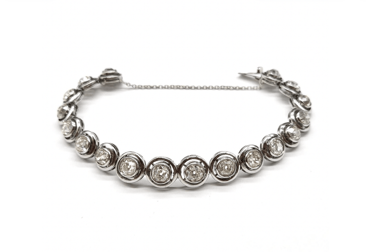 Bracelet ancien en or 18K, argent et diamants env. 9 ct 58 Facettes BOV/260053