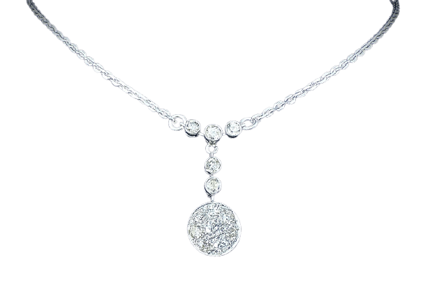 Collier ancien en or gris et diamants 58 Facettes Collier 010