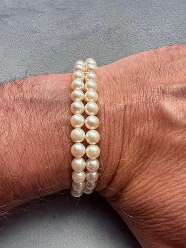 Bracelet 2 rangs de perles Akoya en or jaune 18K 58 Facettes Saane