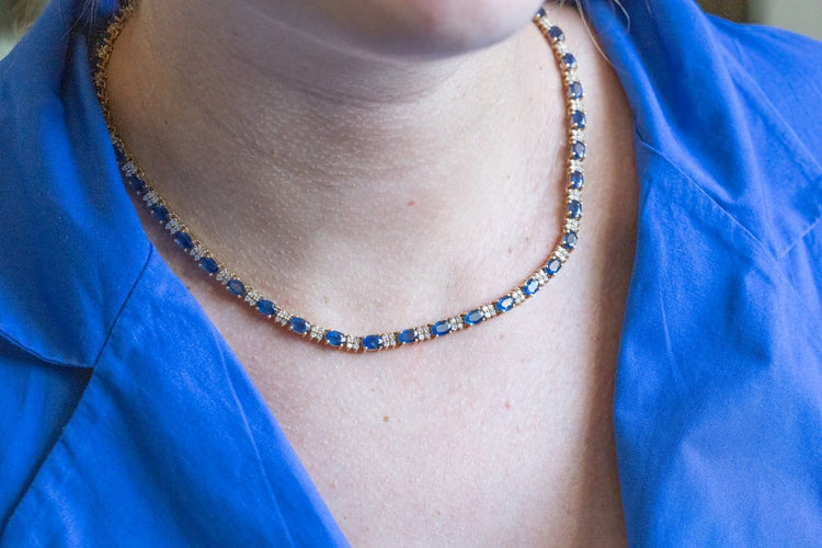 Collier en or jaune et blanc, saphirs et diamants 58 Facettes NN1