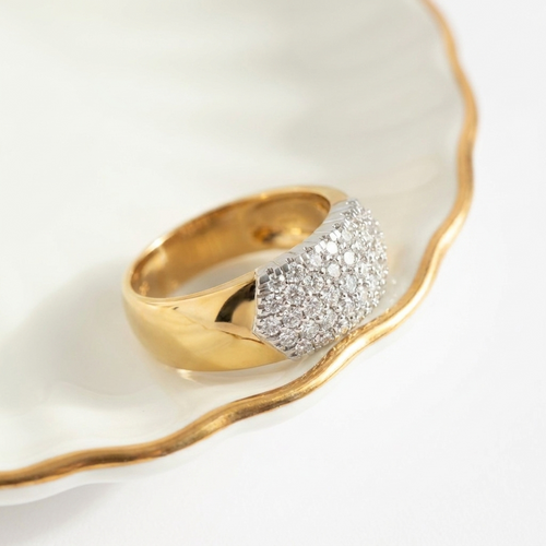 60 Bague large en or jaune 585 avec diamants 58 Facettes HJ062619