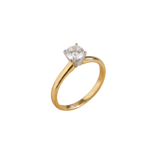 Solitaire - Bague en or jaune 585 et diamant
