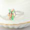 61 Bague fleur en or blanc 585, corail, chrysoprase et diamants 58 Facettes HJ062634