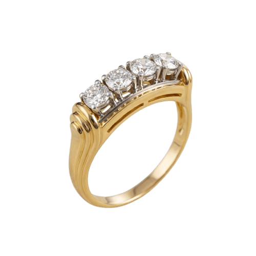 Bague quatre diamants en or jaune 750