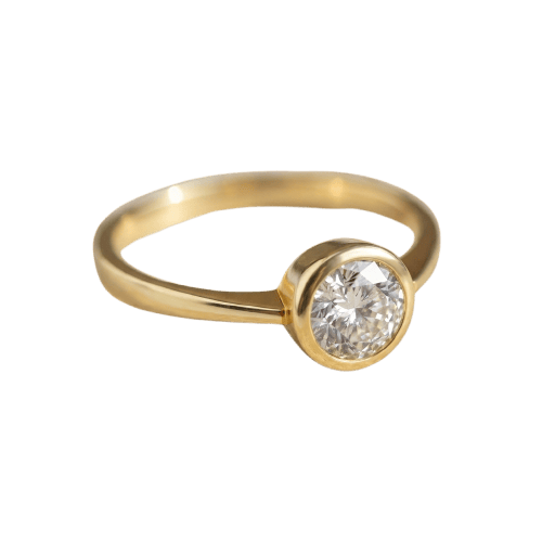 Bague solitaire en or jaune 585 et diamant