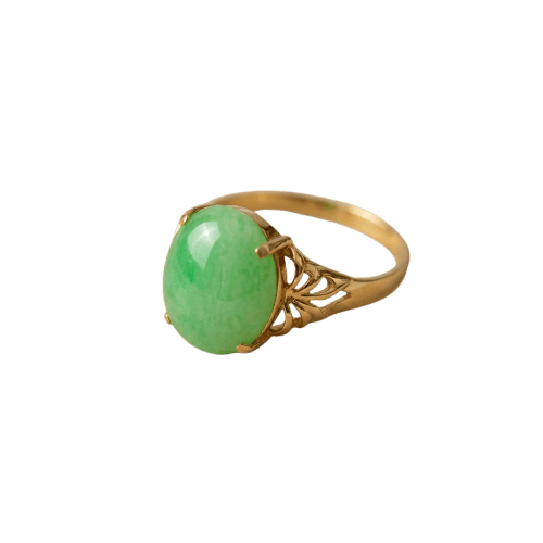 Bague en or jaune 750 et chrysoprase