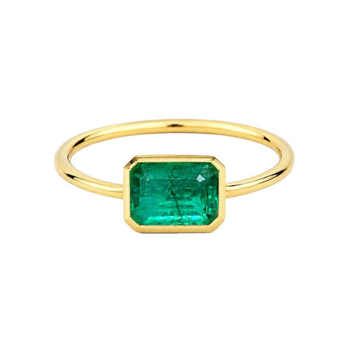 53 AITCHES - Bague en or 18K avec émeraude taille à degrés 58 Facettes GBR1072YG