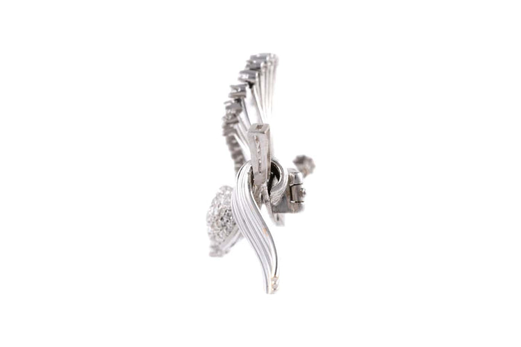 Années 50 - Broche en or blanc 18 carats et diamants 8/8 58 Facettes 23899