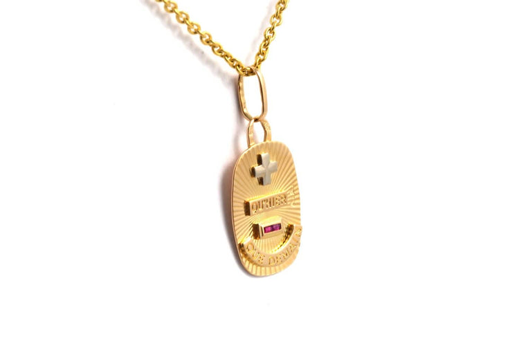 Années 50 - Pendentif en or jaune et rubis 58 Facettes B897