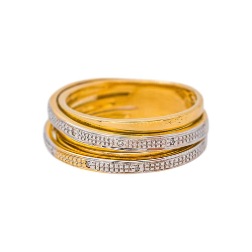 53 Bague en or jaune et or blanc avec diamants 58 Facettes 5414833RV