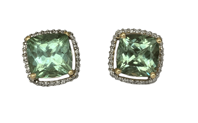 Boucles d'oreilles en or blanc 18 carats, tourmalines et diamants 58 Facettes earrings