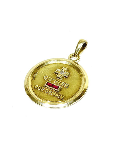 Augis - Médaille d'amour en or jaune, rubis et diamant 58 Facettes 1808874
