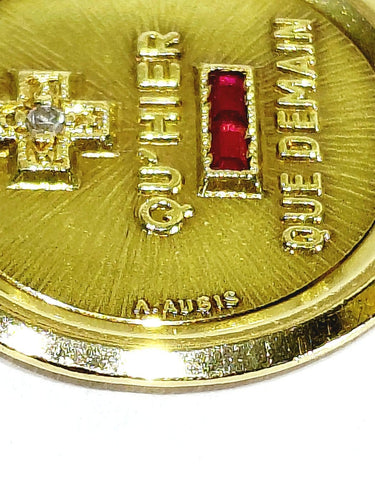 Augis - Médaille d'amour en or jaune, rubis et diamant 58 Facettes 1808874
