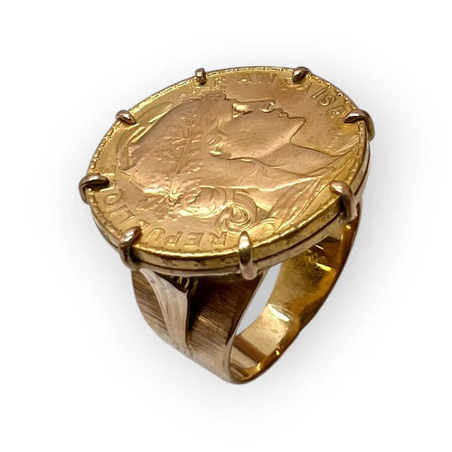 53 Bague pièce Marianne et Coq en or jaune 58 Facettes 330100967