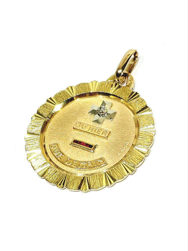 Augis - Pendentif médaille en or jaune et rose, diamant et rubis 58 Facettes 1808939