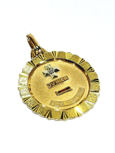 Augis - Pendentif médaille en or jaune et rose, diamant et rubis 58 Facettes 1808939