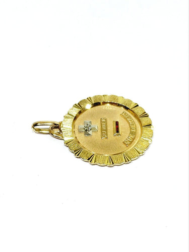Augis - Pendentif médaille en or jaune et rose, diamant et rubis 58 Facettes 1808939