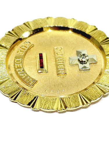 Augis - Pendentif médaille en or jaune et rose, diamant et rubis 58 Facettes 1808939